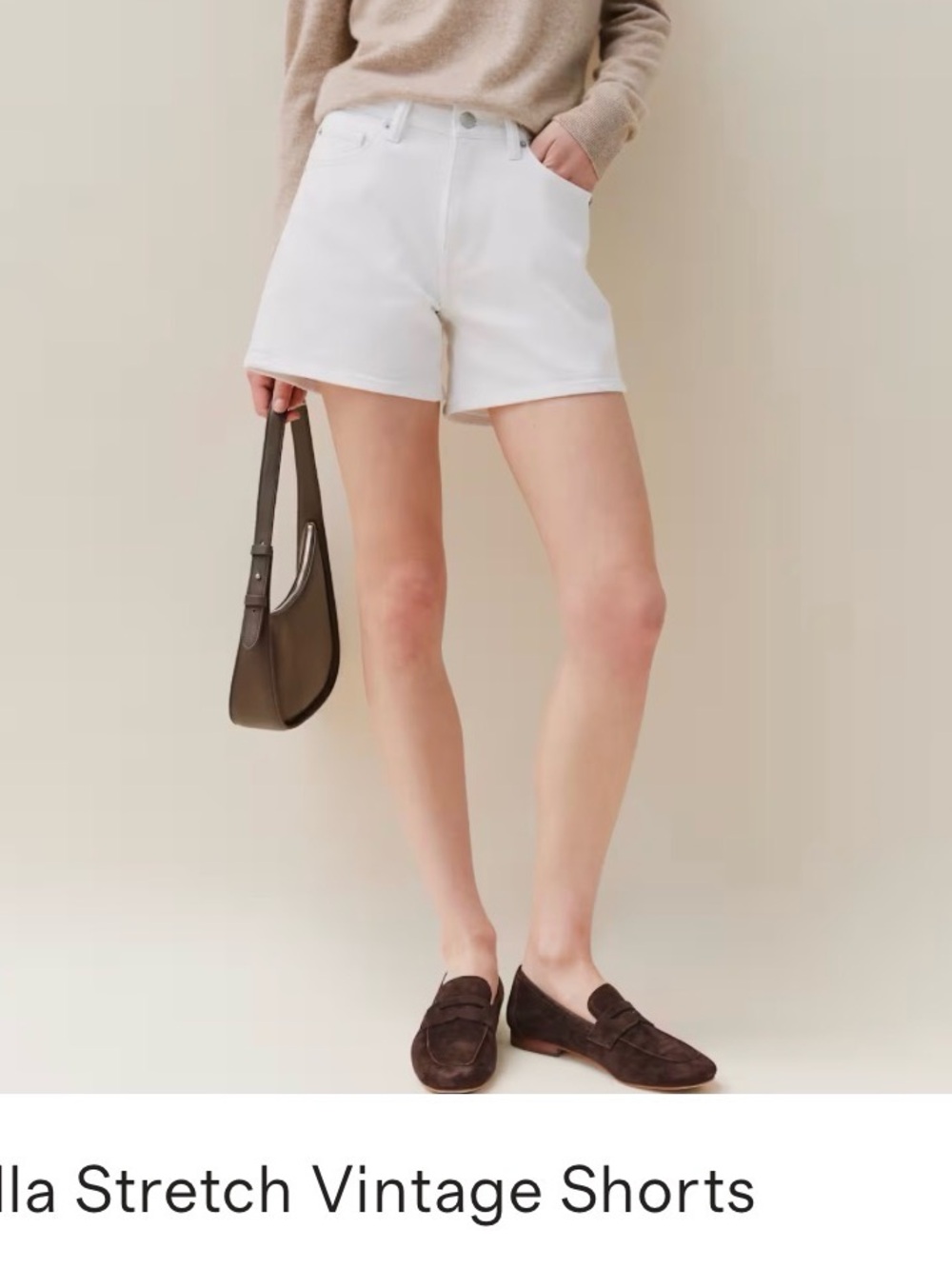 Quince White Denim High-Rise Women's Shorts